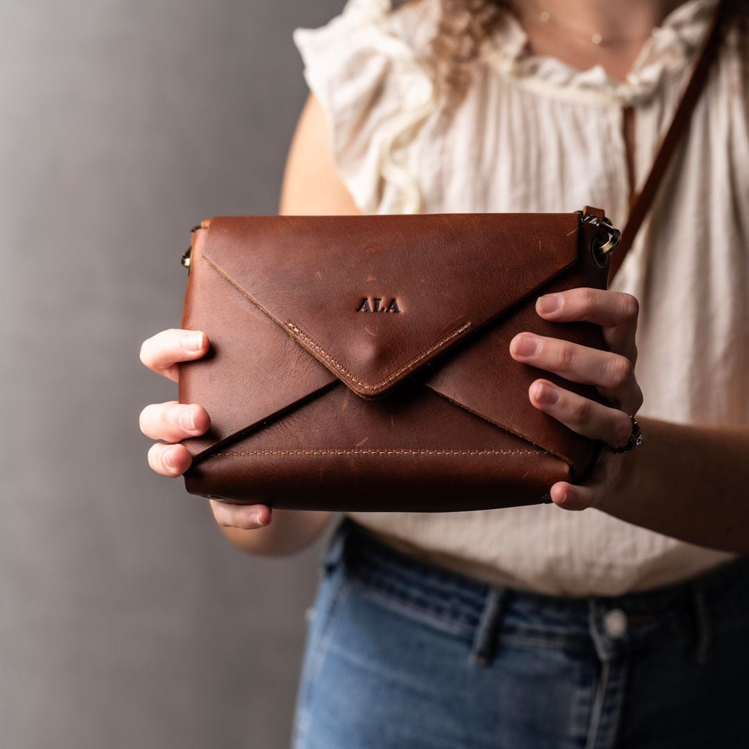 The Cecilia 2.0 - Fine Leather Envelope Purse with Adjustable 3 in 1 Strap - Holtz Leather
