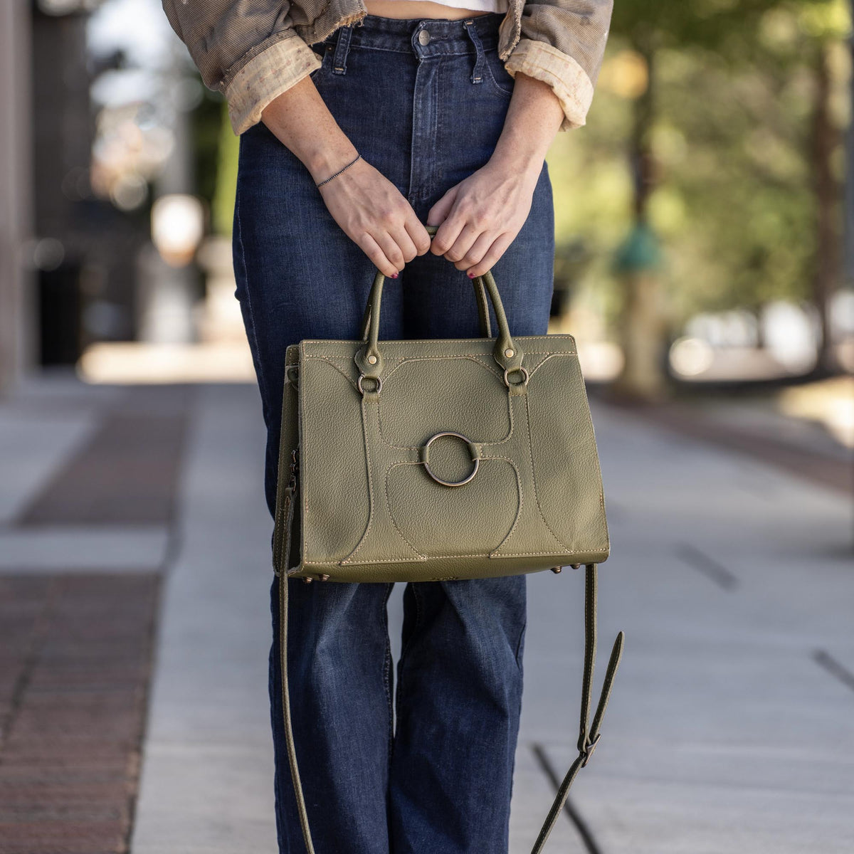 The Ellie Fine Leather Structured Women's Handbag and Crossbody Purse - Holtz Leather