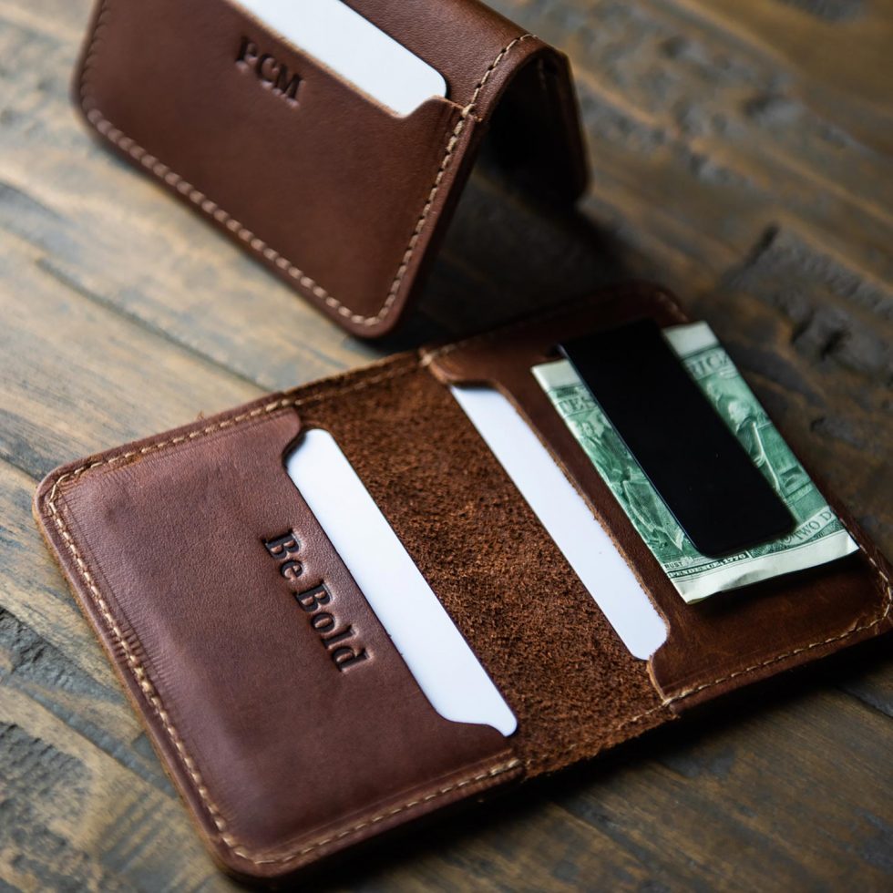 The Gates - Personalized Leather Bifold Money Clip Front Pocket Wallet - Holtz Leather