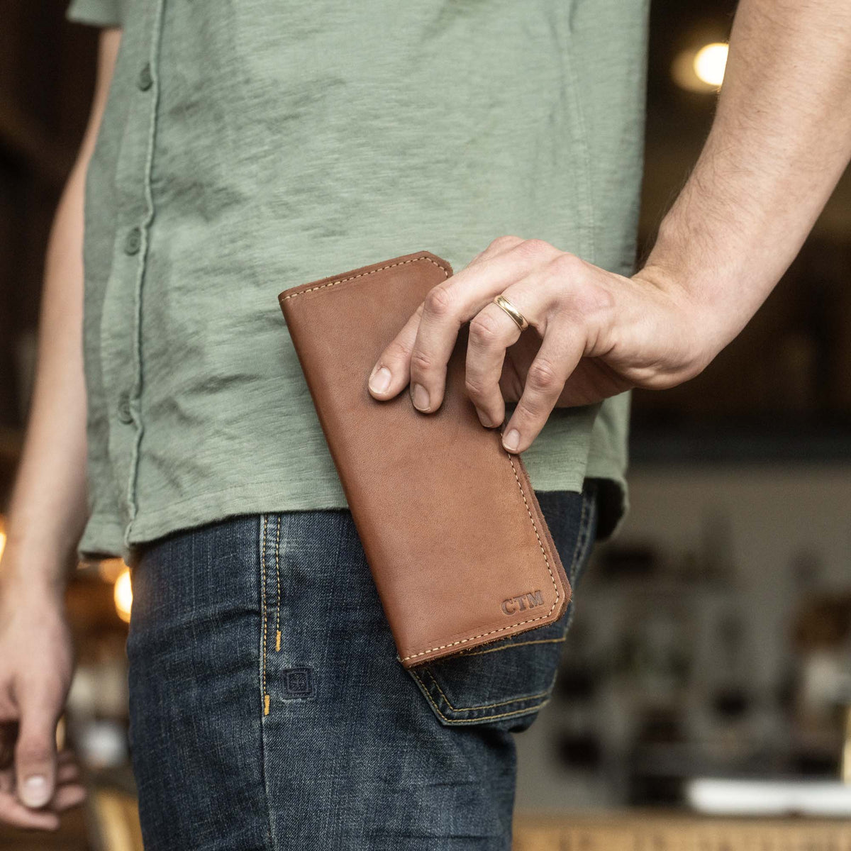 The Maverick Personalized Leather Coat Pocket Long Trucker Bifold Wallet - Holtz Leather