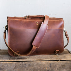 Your Logo + Our Leather - The No. 1860 EXPRESS - Fine Leather Messenger Bag & Briefcase - Custom Logo and Corporate Gifting
