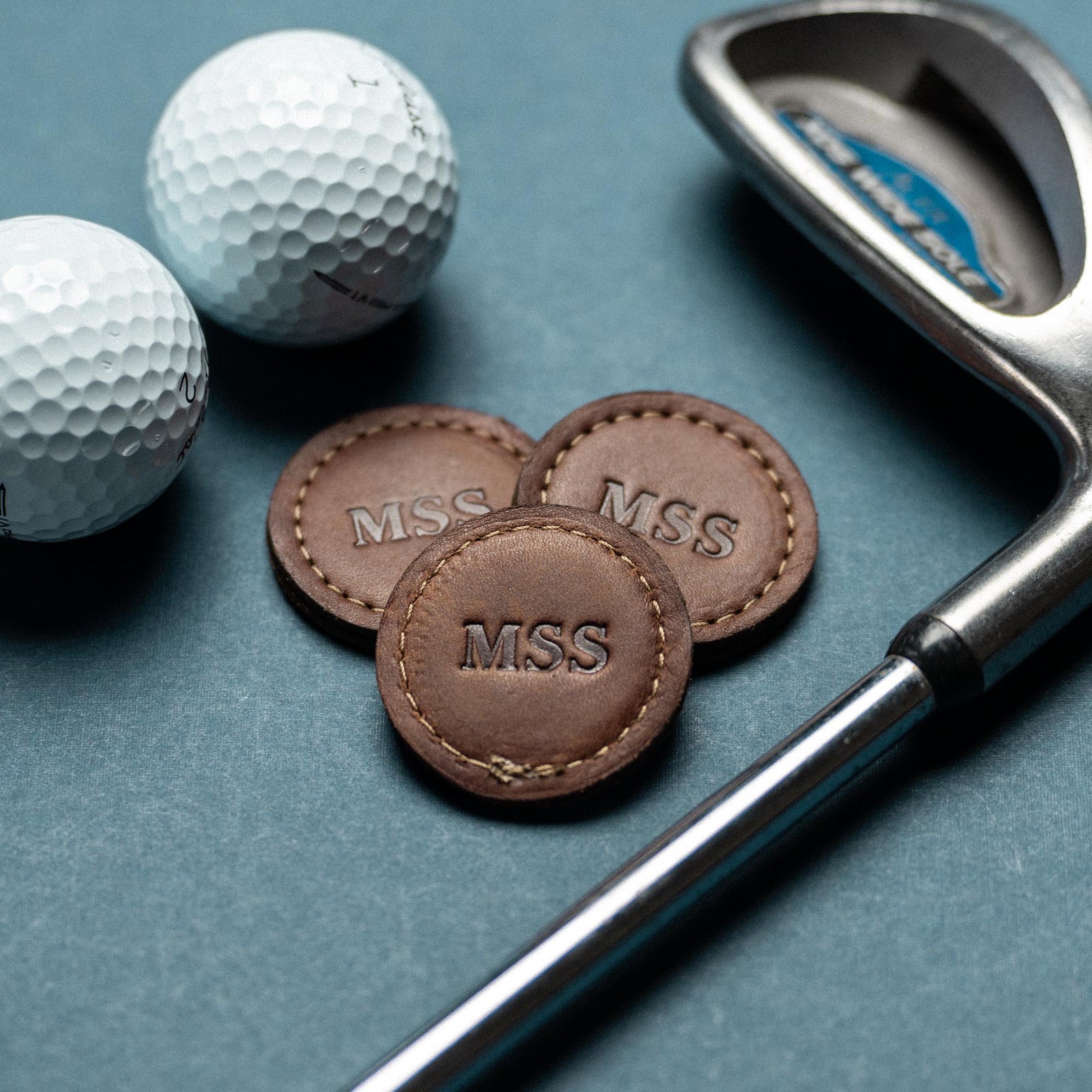 Your Logo + Our Leather - Personalized Fine Leather Golf Ball Markers - Set of 3 - Custom Logo and Corporate Gifting - Holtz Leather