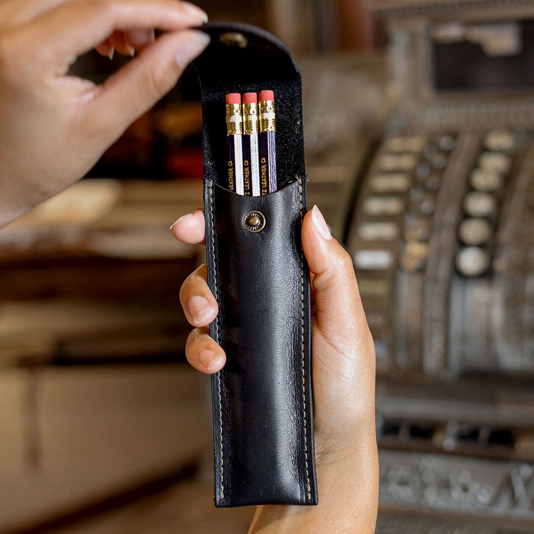 Your Logo + Our Leather - Personalized Fine Leather Pencil Sleeve - Custom Logo and Corporate Gifting - Holtz Leather