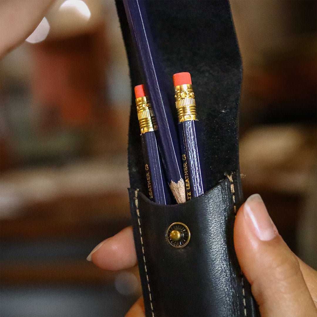 Your Logo + Our Leather - Personalized Fine Leather Pencil Sleeve - Custom Logo and Corporate Gifting - Holtz Leather
