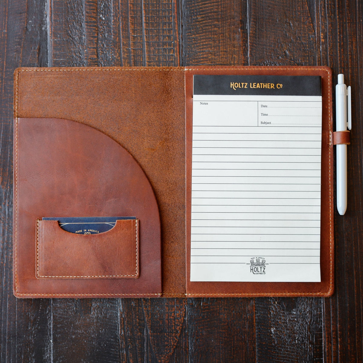 Your Logo + Our Leather - The Ledger Personalized Fine Leather A5 Legal Pad Notebook - Custom Logo and Corporate Gifting - Holtz Leather
