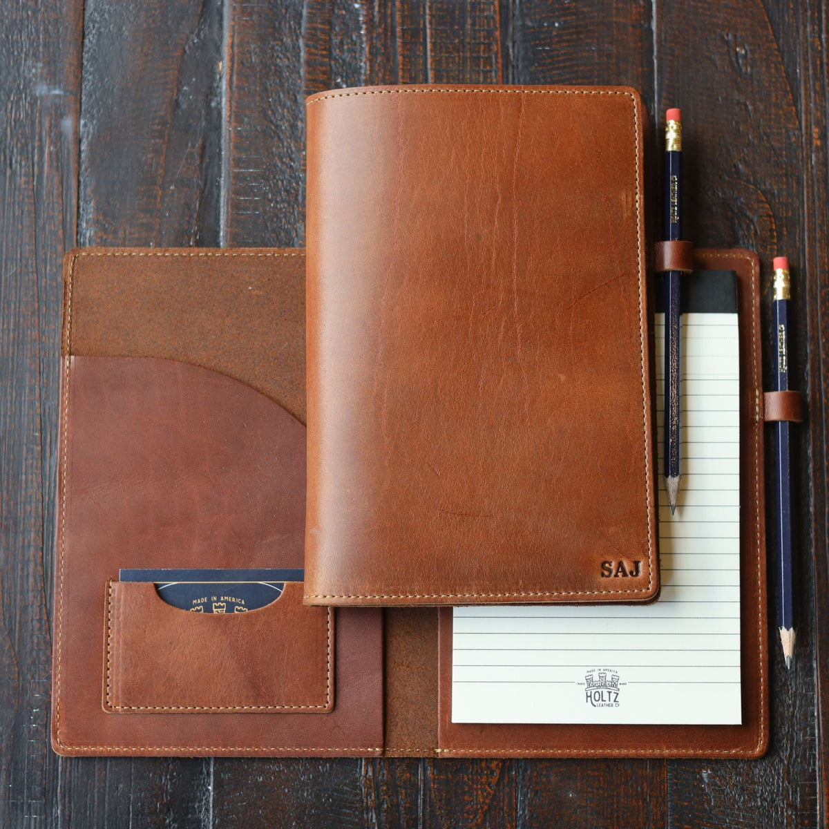 Your Logo + Our Leather - The Ledger Personalized Fine Leather A5 Legal Pad Notebook - Custom Logo and Corporate Gifting - Holtz Leather