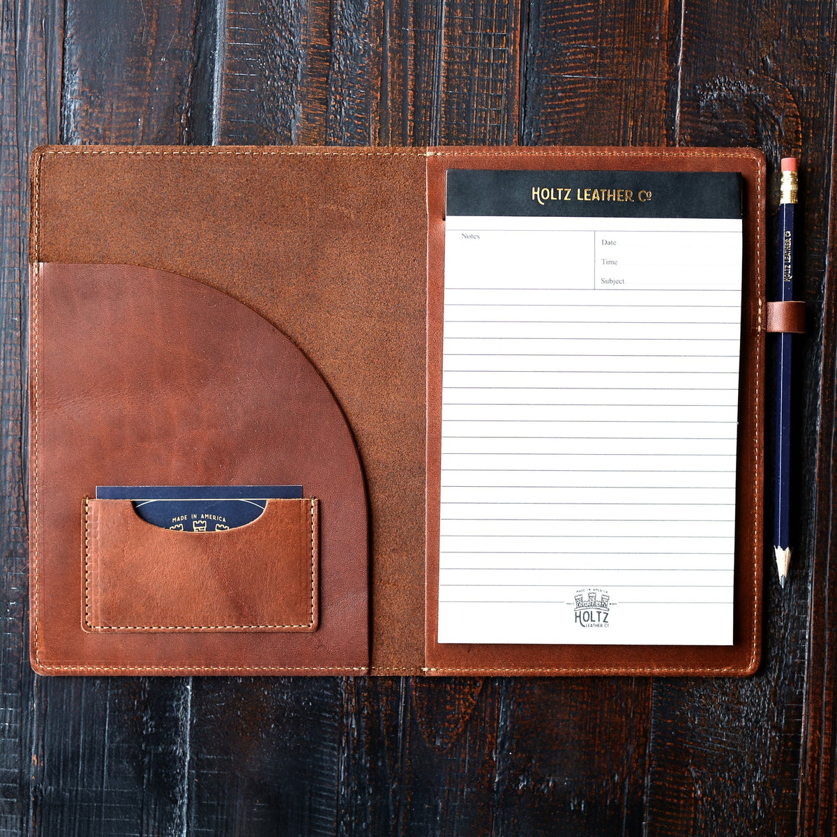 Your Logo + Our Leather - The Ledger Personalized Fine Leather A5 Legal Pad Notebook - Custom Logo and Corporate Gifting - Holtz Leather