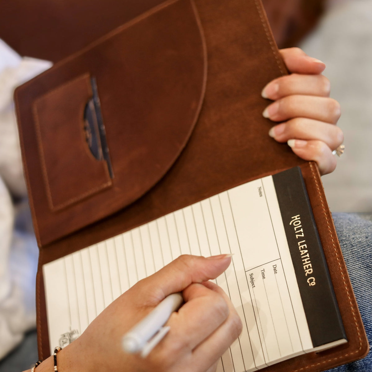 Your Logo + Our Leather - The Ledger Personalized Fine Leather A5 Legal Pad Notebook - Custom Logo and Corporate Gifting - Holtz Leather