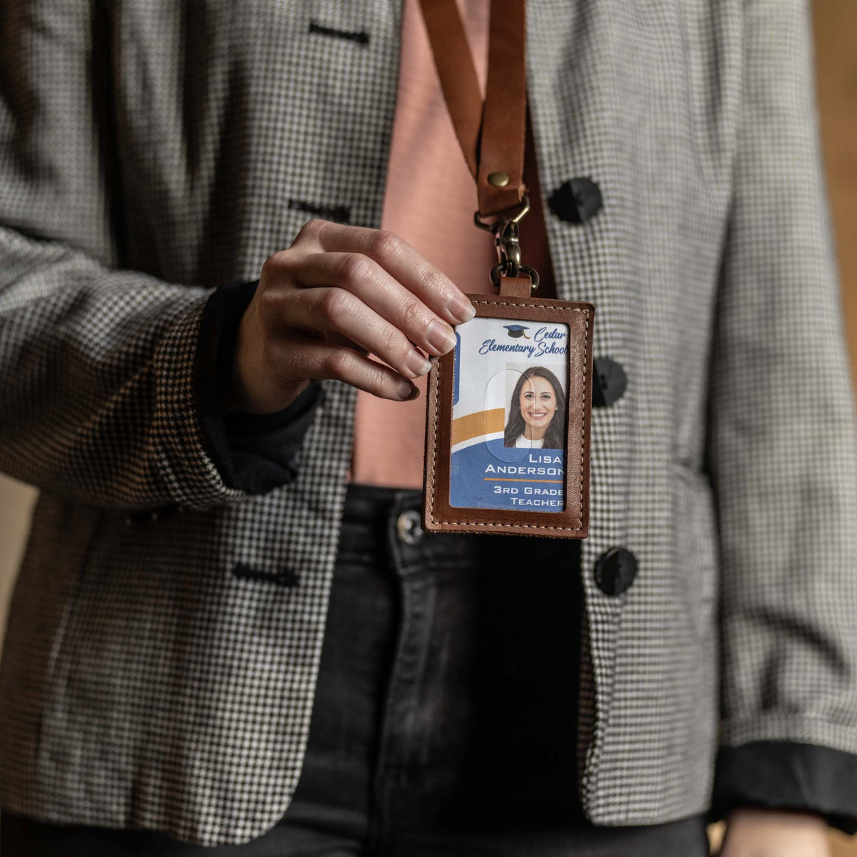 Your Logo + Our Leather - The Navigator ID Badge Holder for Lanyards - Holtz Leather