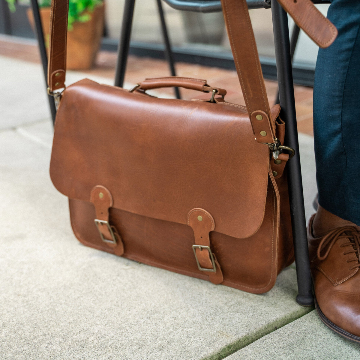 Your Logo + Our Leather - The No. 1860 EXPRESS - Fine Leather Messenger Bag & Briefcase - Custom Logo and Corporate Gifting - Holtz Leather