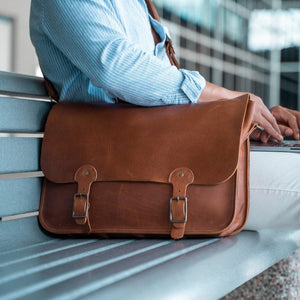 Your Logo + Our Leather - The No. 1860 EXPRESS - Fine Leather Messenger Bag & Briefcase - Custom Logo and Corporate Gifting - Holtz Leather