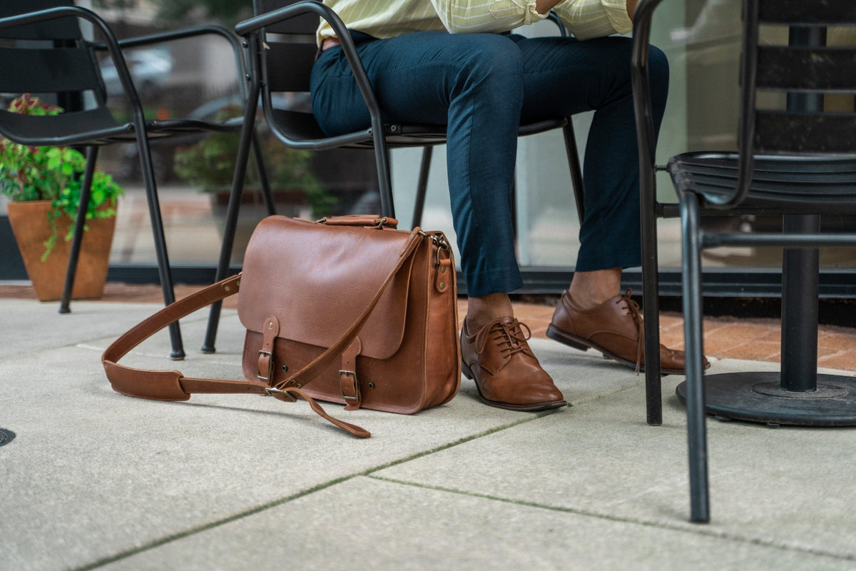 Your Logo + Our Leather - The No. 1860 EXPRESS - Fine Leather Messenger Bag & Briefcase - Custom Logo and Corporate Gifting - Holtz Leather