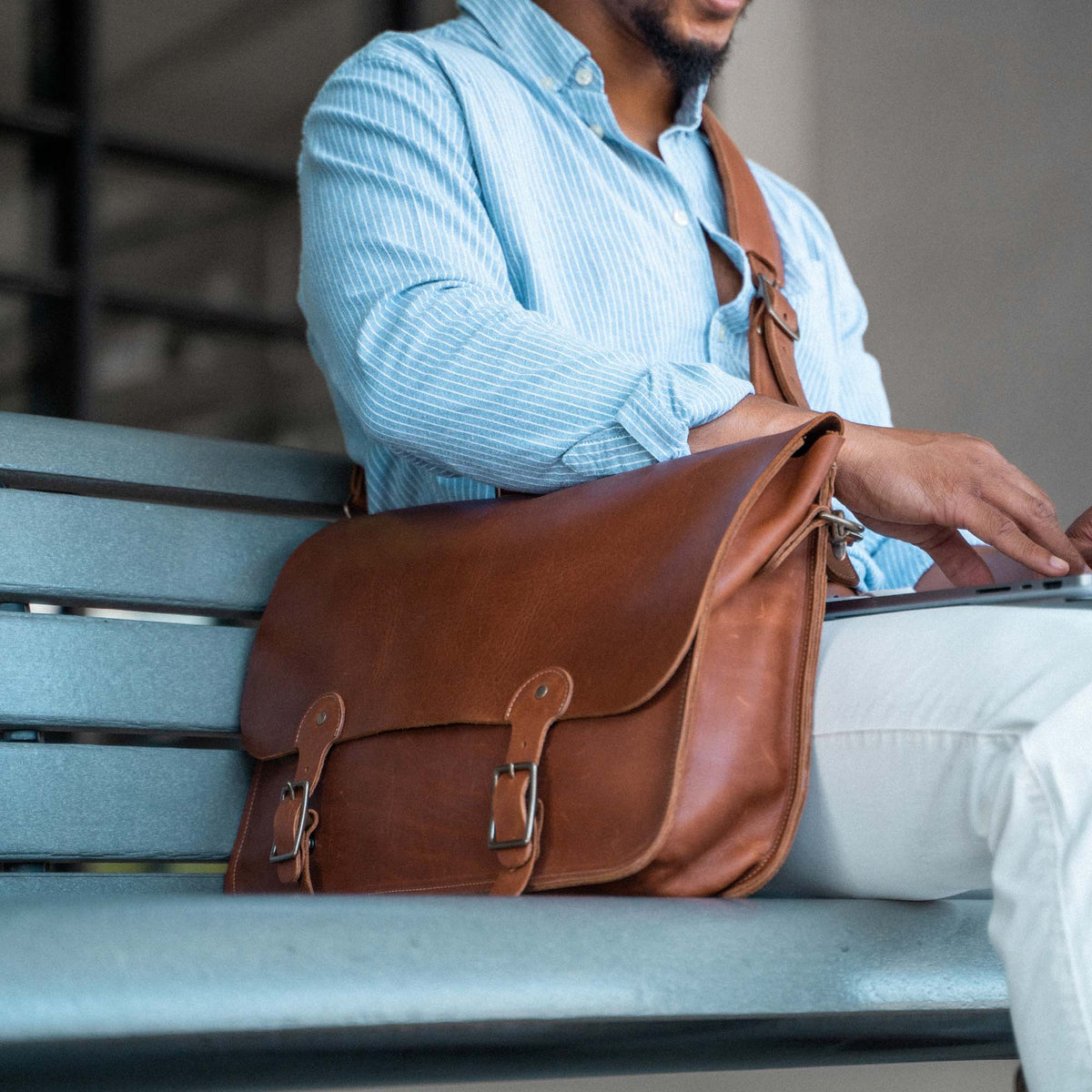 Your Logo + Our Leather - The No. 1860 EXPRESS - Fine Leather Messenger Bag & Briefcase - Custom Logo and Corporate Gifting - Holtz Leather