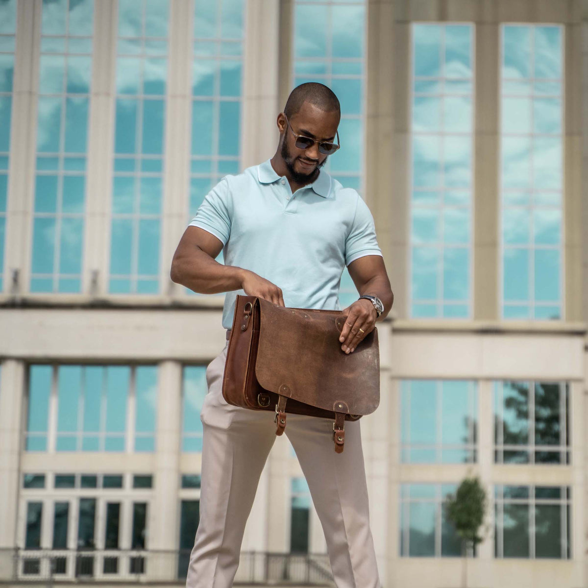 Your Logo + Our Leather - The No. 1860 EXPRESS - Fine Leather Messenger Bag & Briefcase - Custom Logo and Corporate Gifting - Holtz Leather