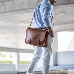 Your Logo + Our Leather - The No. 1860 EXPRESS - Fine Leather Messenger Bag & Briefcase - Custom Logo and Corporate Gifting - Holtz Leather