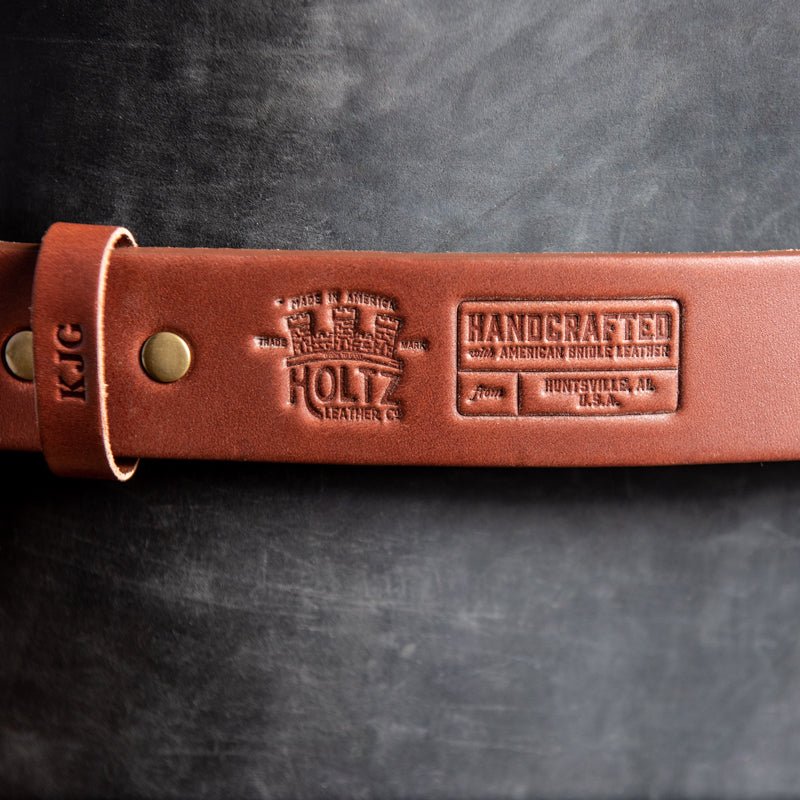 Personalized Bridle Leather Men's Casual Belt – Rounded Nickel or Brass Buckle - Holtz Leather