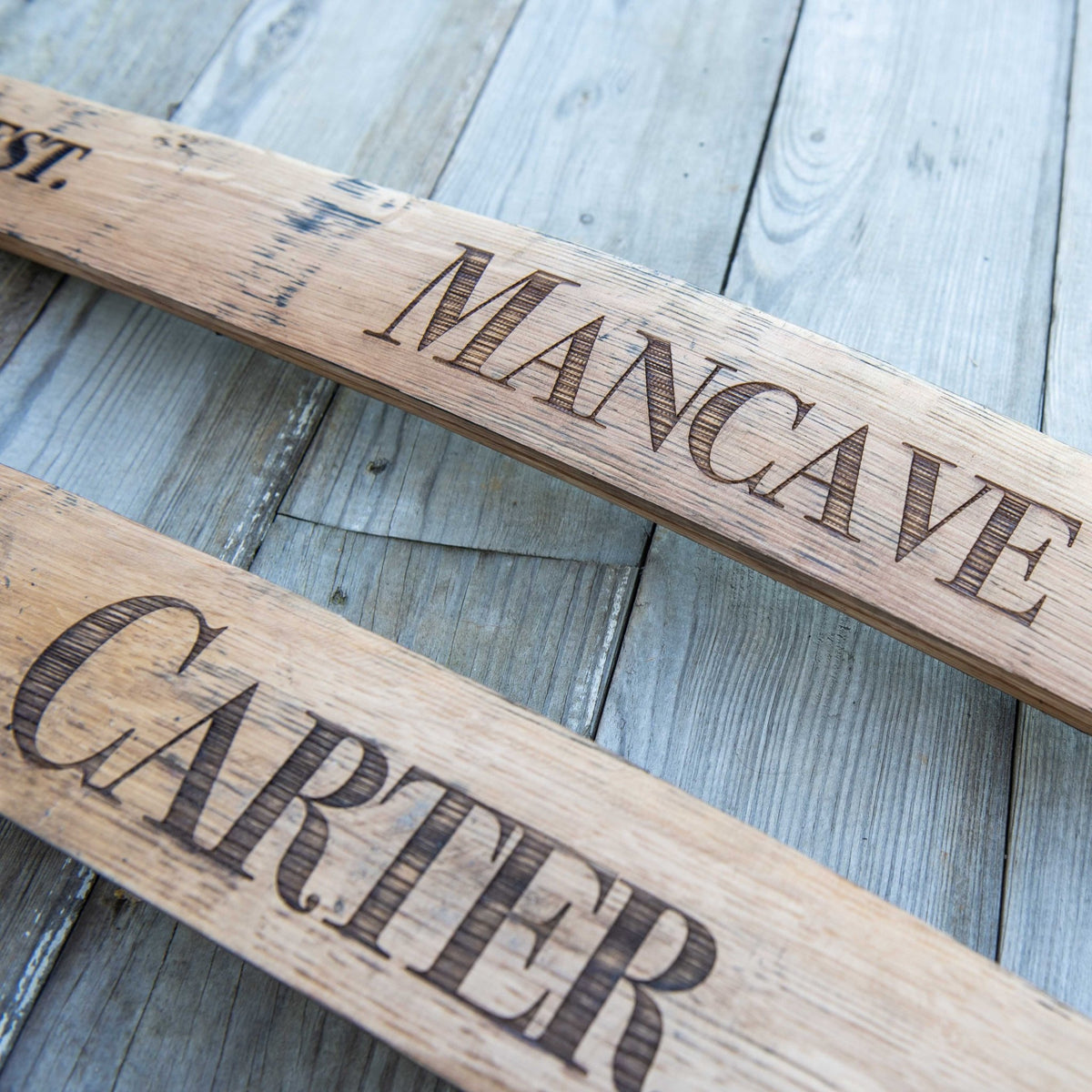 Personalized Family Name Sign From Tennessee Whiskey Barrel Stave Wall Art - Holtz Leather