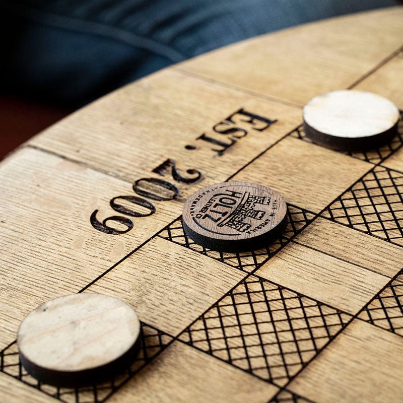 Personalized Tennessee Whiskey Barrel Checkerboard Game Table Set - Holtz Leather