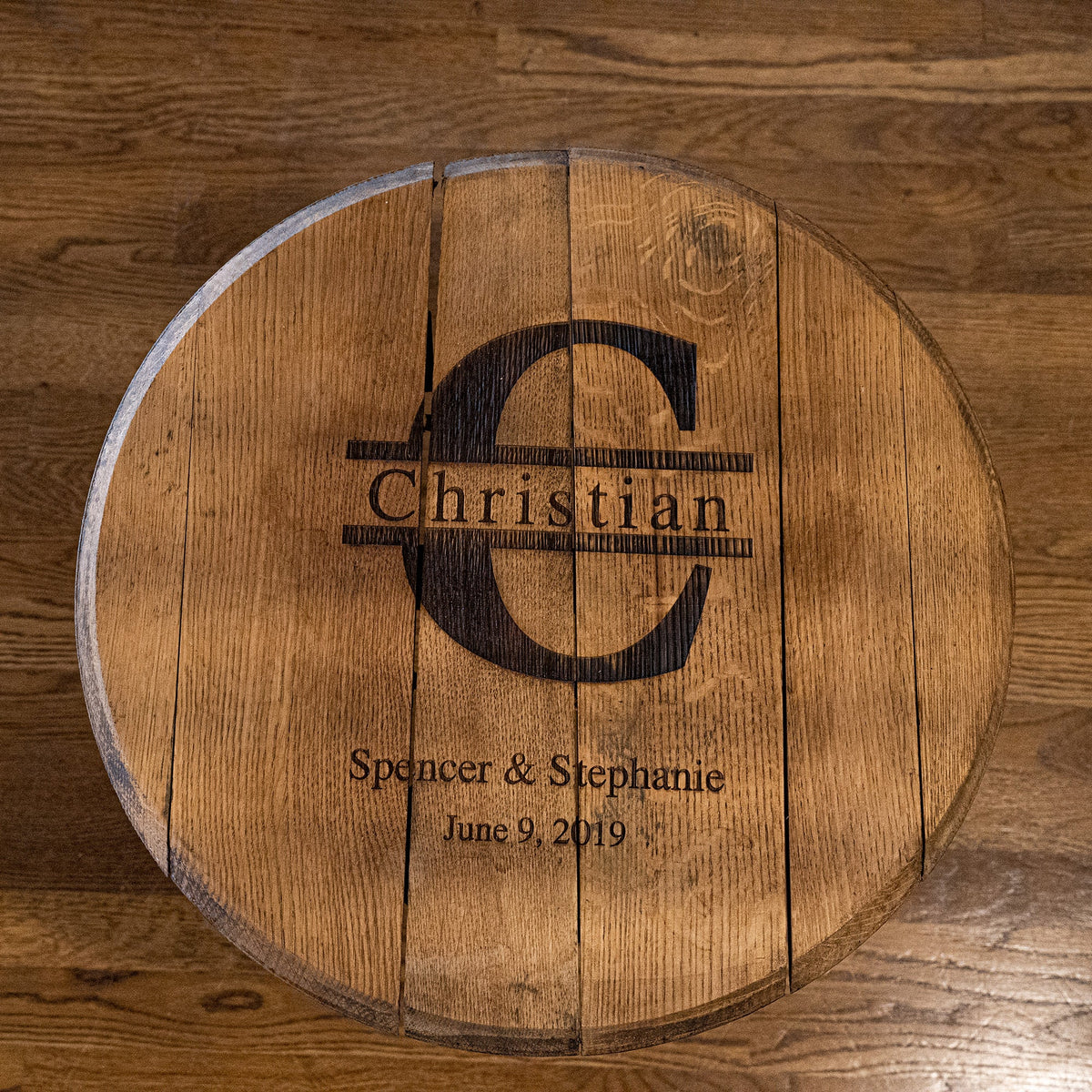 Personalized Tennessee Whiskey Barrel Head Wedding Guestbook Welcome Sign - Holtz Leather
