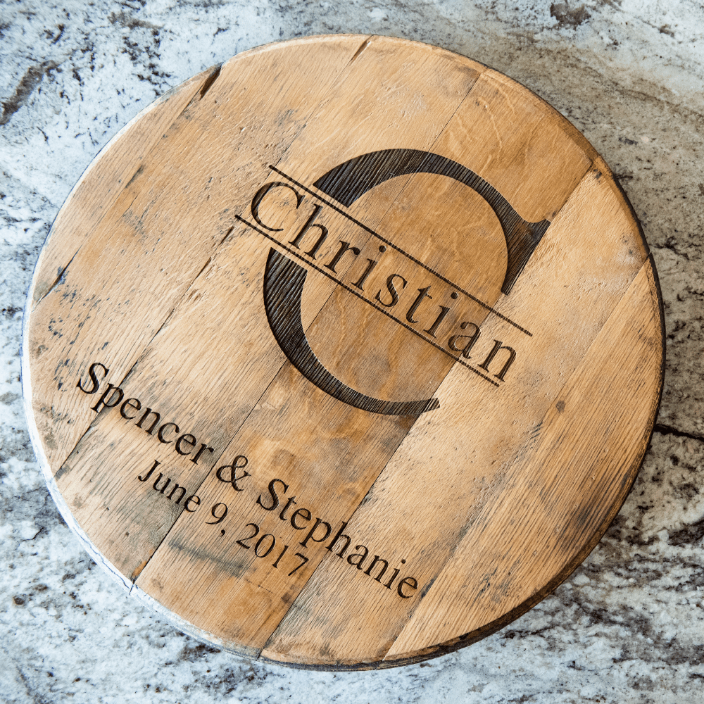 Personalized Tennessee Whiskey Barrel Head Wood Sign - Wedding Welcome Sign or Farmhouse Home Decor - Holtz Leather