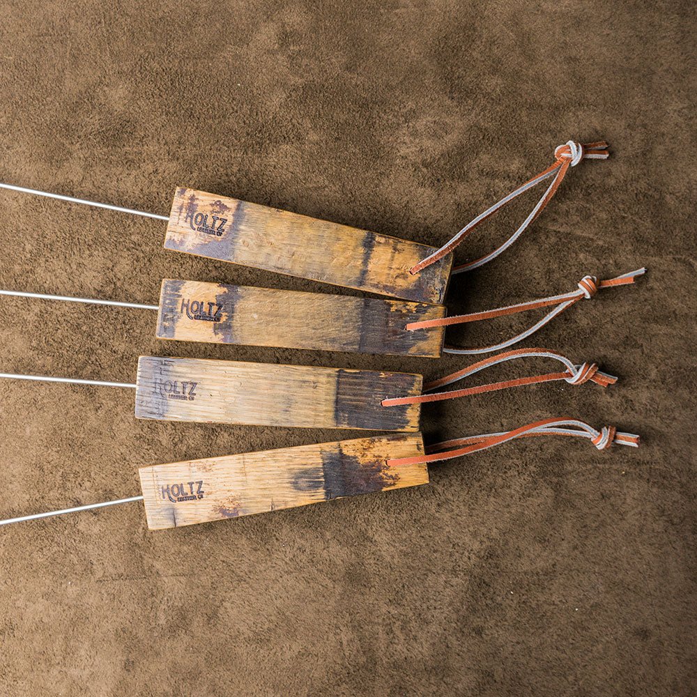 Set of 4 Tennessee Whiskey Barrel Marshmallow Hot Dog Roasting Sticks - Holtz Leather