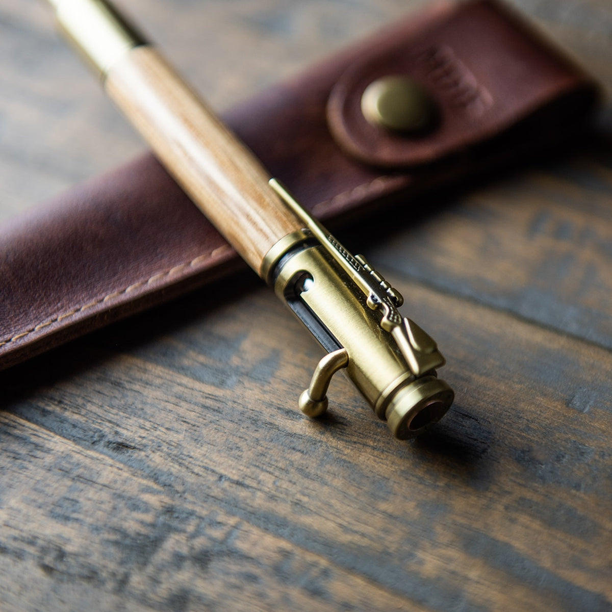 Tennessee Whiskey Barrel .30 Caliber Bolt Action Pen + Pen Sleeve - Holtz Leather