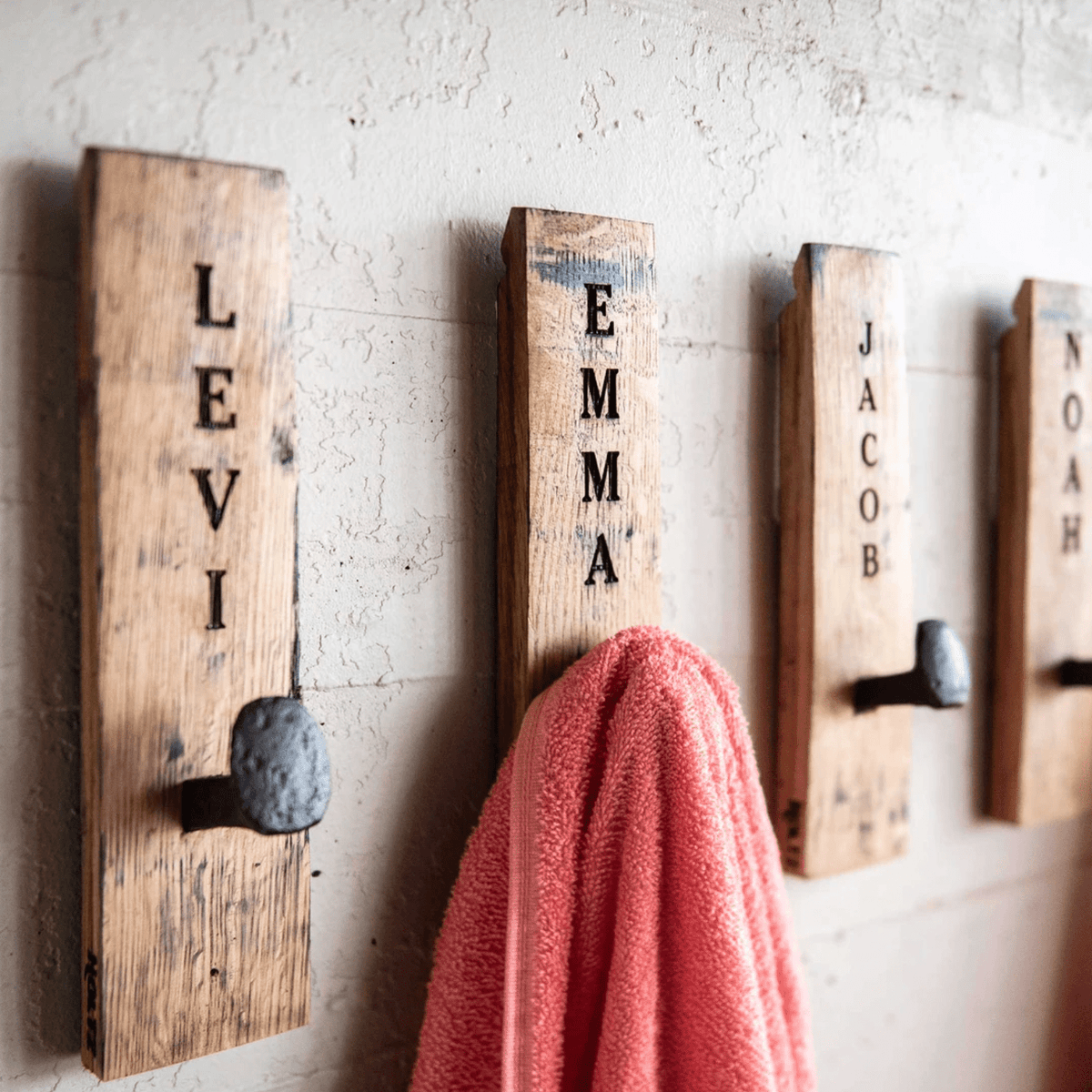 Tennessee Whiskey Barrel Stave Towel Hanger Wall Hook - Holtz Leather