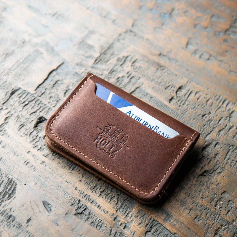 The Alabama Gates Personalized Fine Leather Bifold Money Clip Wallet with Alabama Logo - Holtz Leather