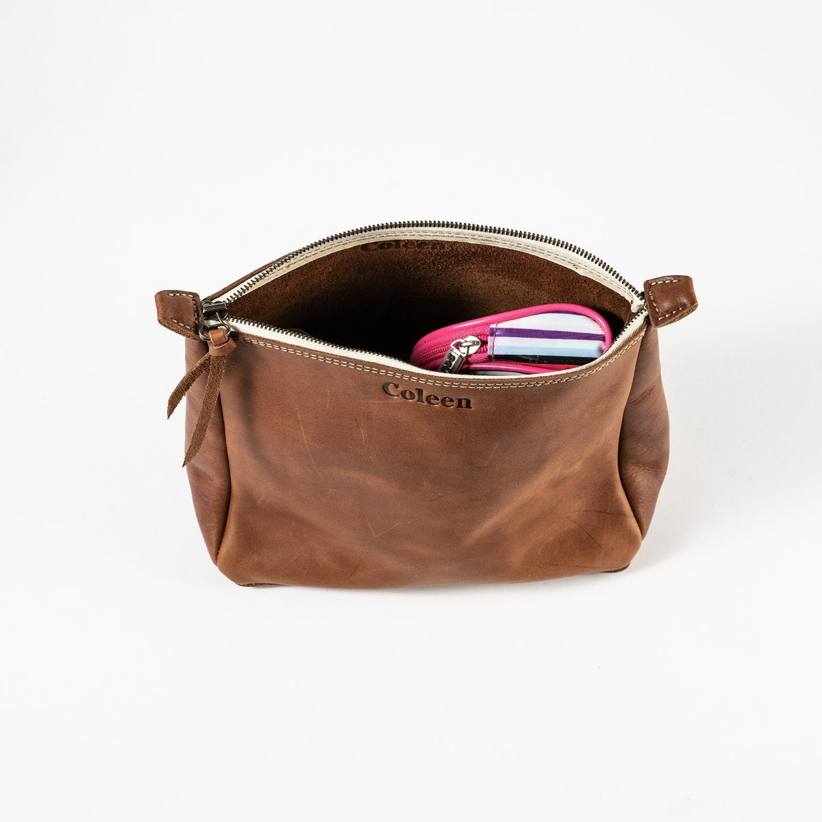 The Audrey Fine Leather Makeup Bag - Holtz Leather