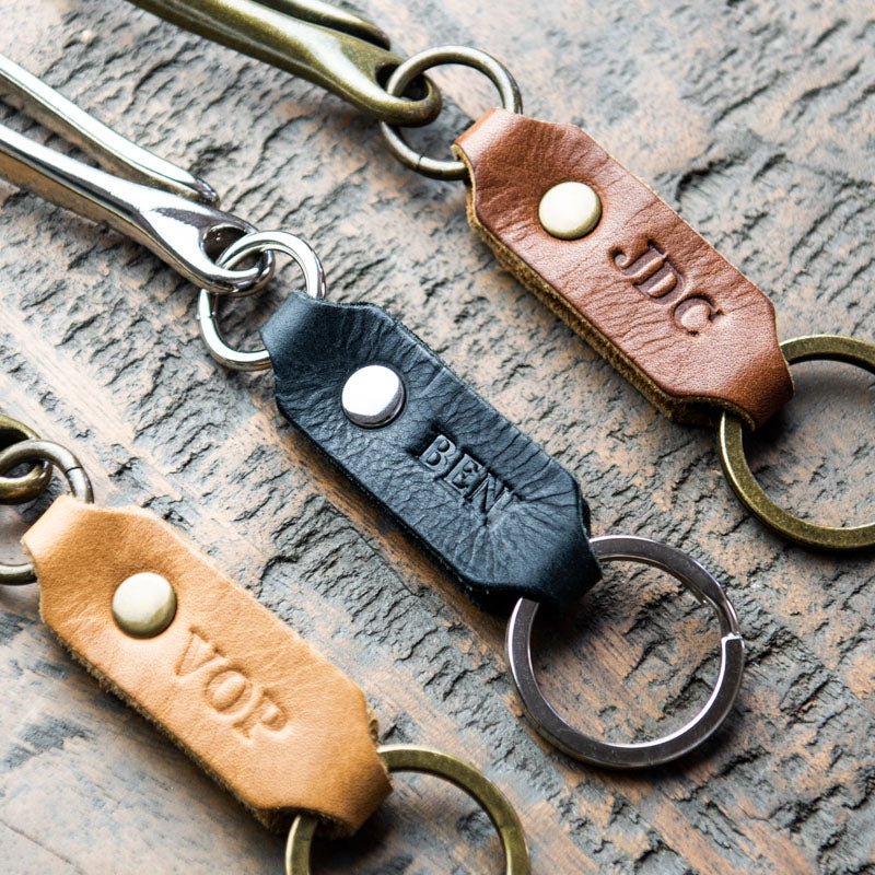 The Big Bass Personalized Fine Leather Keychain Fish Hook Key Ring Holder - Holtz Leather