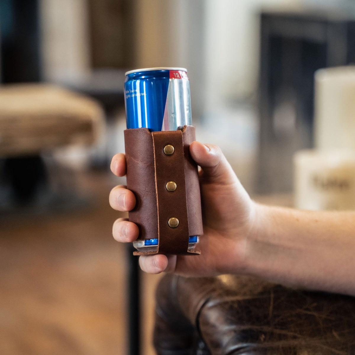 The Blitz Can Coozie - Full - Grain Leather - Holtz Leather