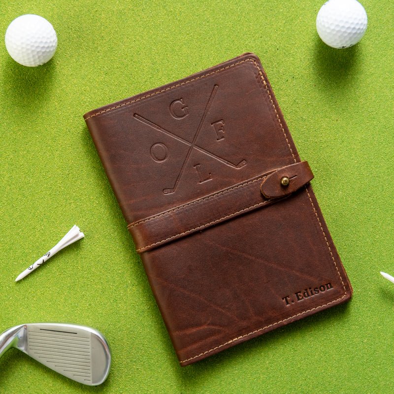The Golf Inventor Personalized Fine Leather A5 Moleskine Journal Diary with Golf Logo - Holtz Leather
