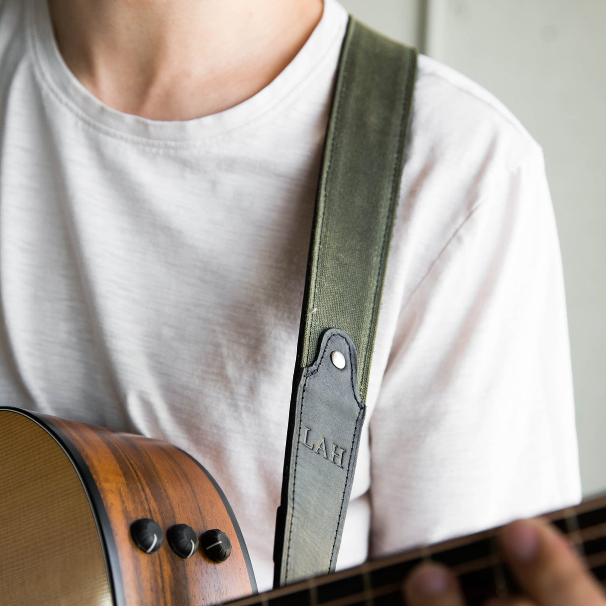 The Hill Fine Leather and Canvas Personalized Guitar Strap - Holtz Leather