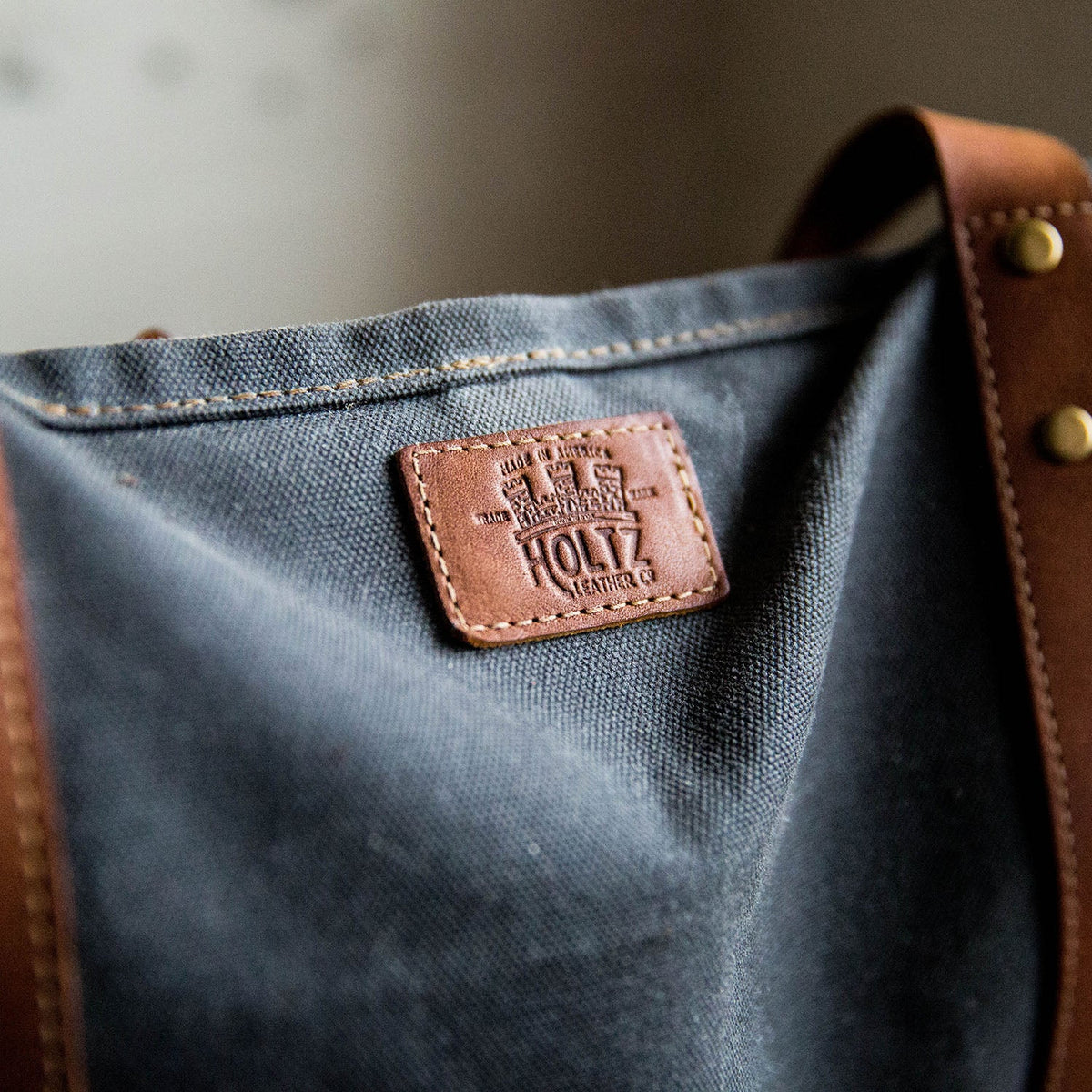 The Market Tote - Fine Leather & Waxed Canvas Bag Purse - Holtz Leather