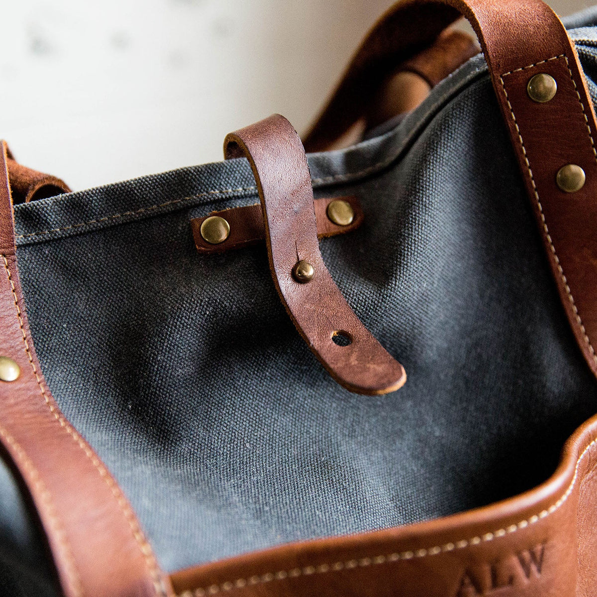 The Market Tote - Fine Leather & Waxed Canvas Bag Purse - Holtz Leather
