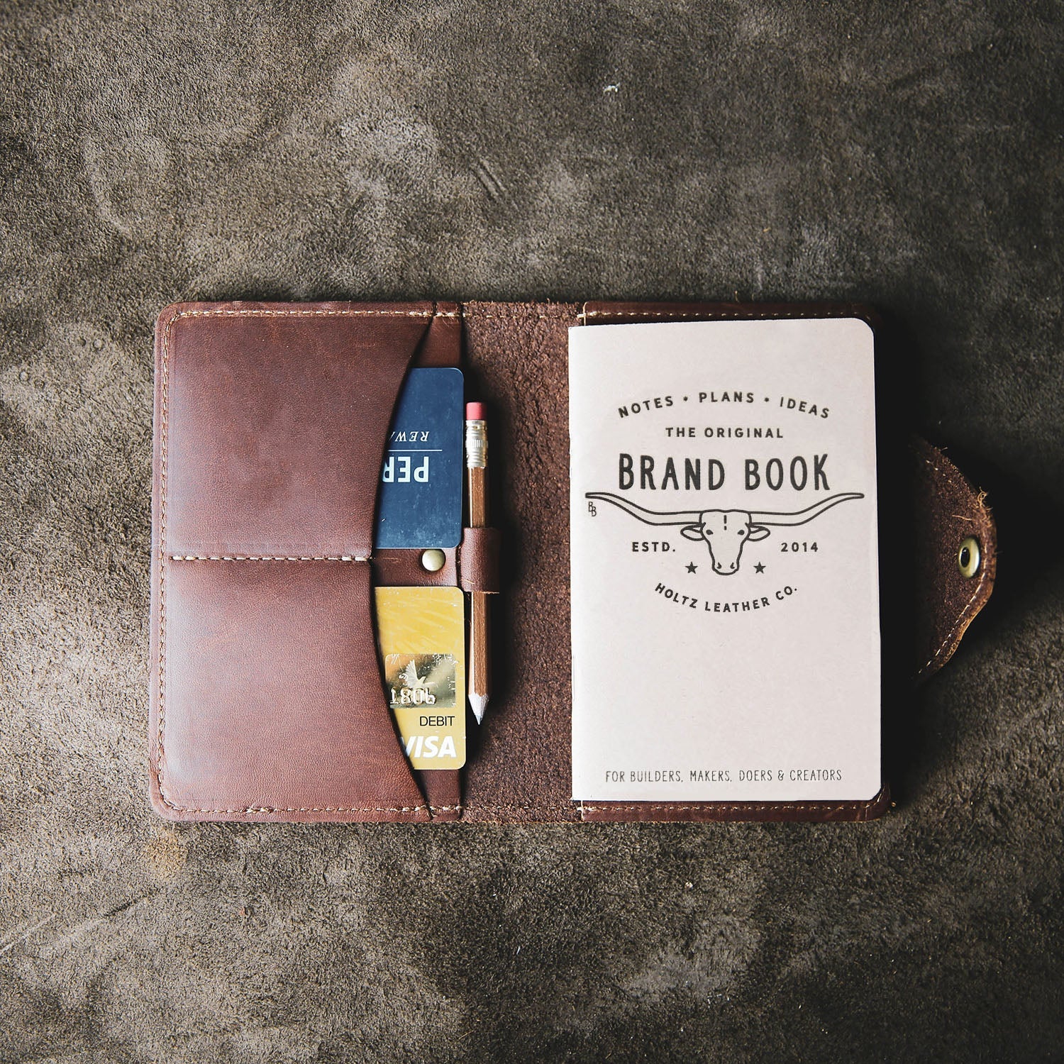 The Officially Licensed Marine Corps Logbook Fine Leather Field Notes Moleskine Wallet Pocketbook Cover - Holtz Leather