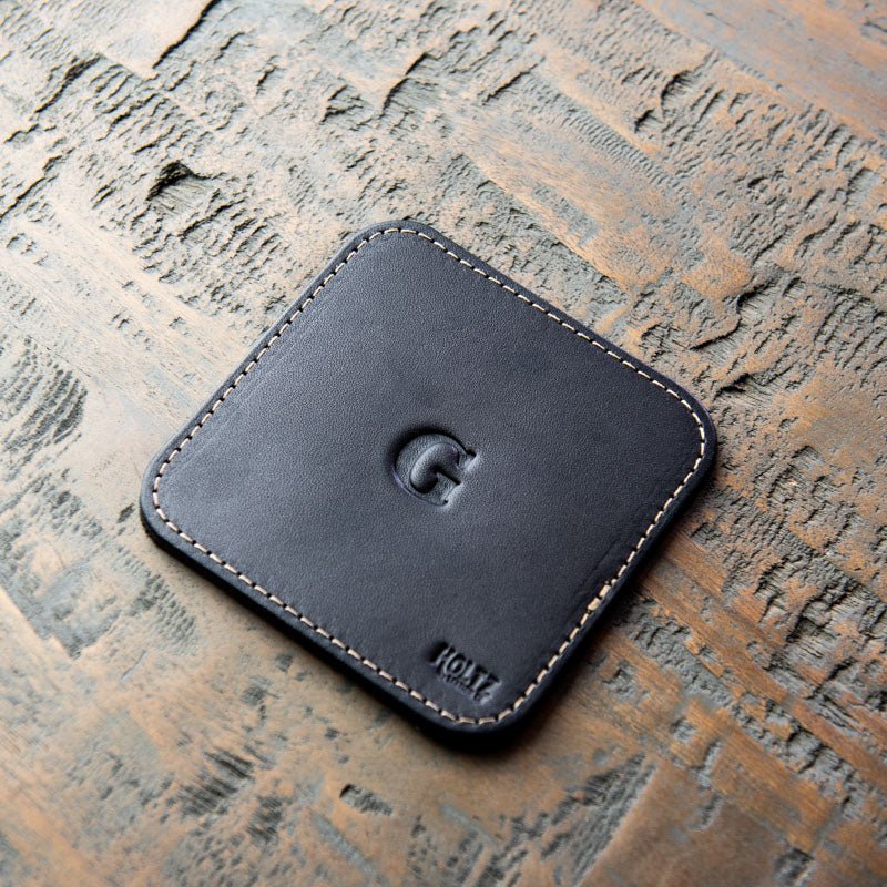The Ranch House Personalized Fine Leather Coaster Set of 4 Coasters - Holtz Leather