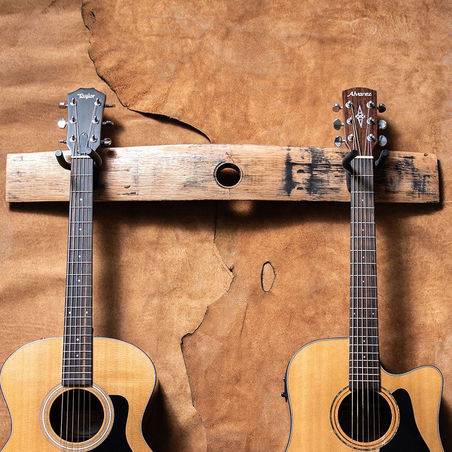 The Shoals Whiskey Barrel "Bunghole" Double Guitar Holder - Holtz Leather