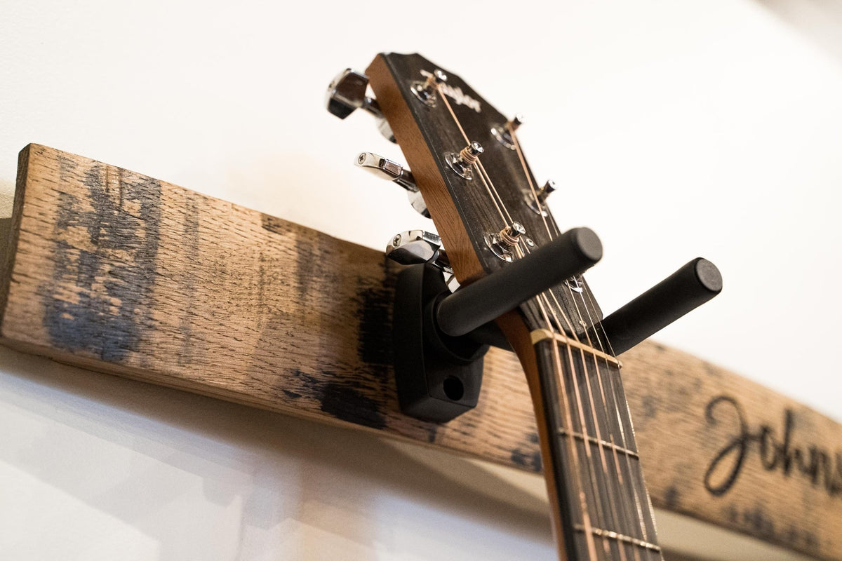 The Shoals Whiskey Barrel Personalized Double Guitar Holder - Holtz Leather