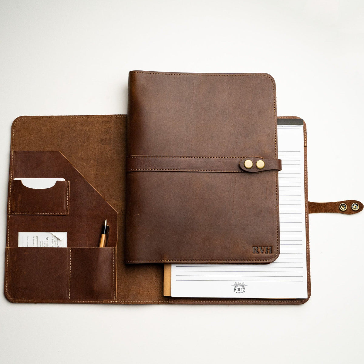 The Vanderbilt 2.0 Fine Leather Portfolio Padfolio - Fits iPad - Now with two Journals & Updated Features - Holtz Leather