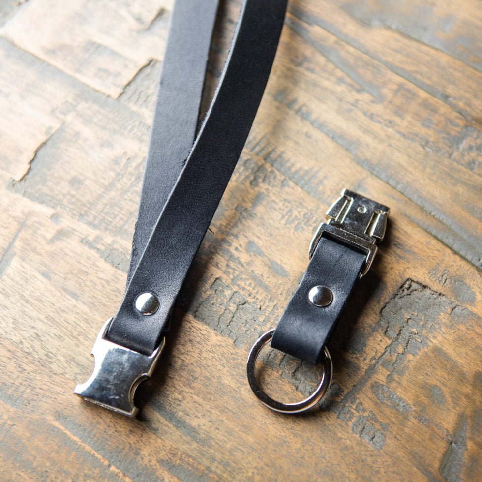 Your Logo + Our Leather - The Engineer Personalized Fine Leather Lanyard – Badge Holder Keychain - Custom Logo and Corporate Gifting - Holtz Leather