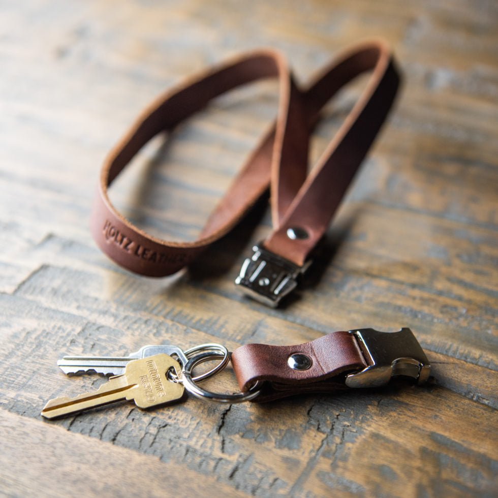 Your Logo + Our Leather - The Engineer Personalized Fine Leather Lanyard – Badge Holder Keychain - Custom Logo and Corporate Gifting - Holtz Leather