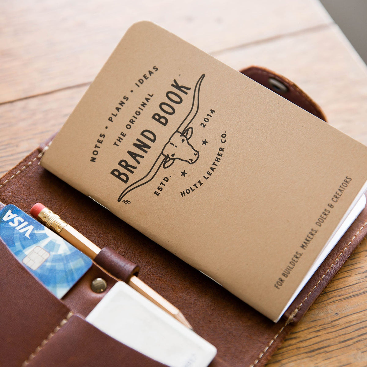 Your Logo + Our Leather - The Logbook Fine Leather Field Notes Moleskine Wallet Pocketbook Cover - Custom Logo and Corporate Gifitng - Holtz Leather