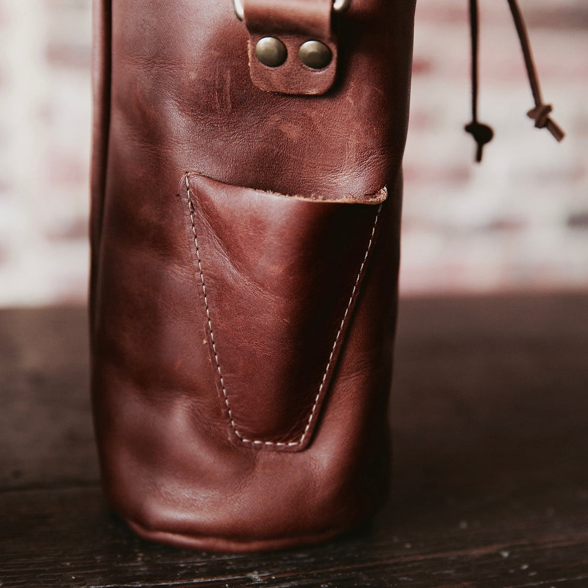 Your Logo + Our Leather - The Muscadine Personalized Fine Leather Wine Tote Wine Bottle Carrier Bag - Custom Logo and Corporate Gifting - Holtz Leather